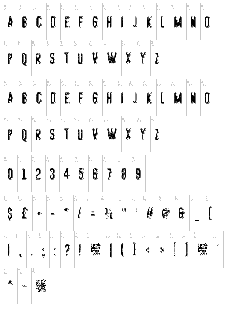 Holy Cow font map